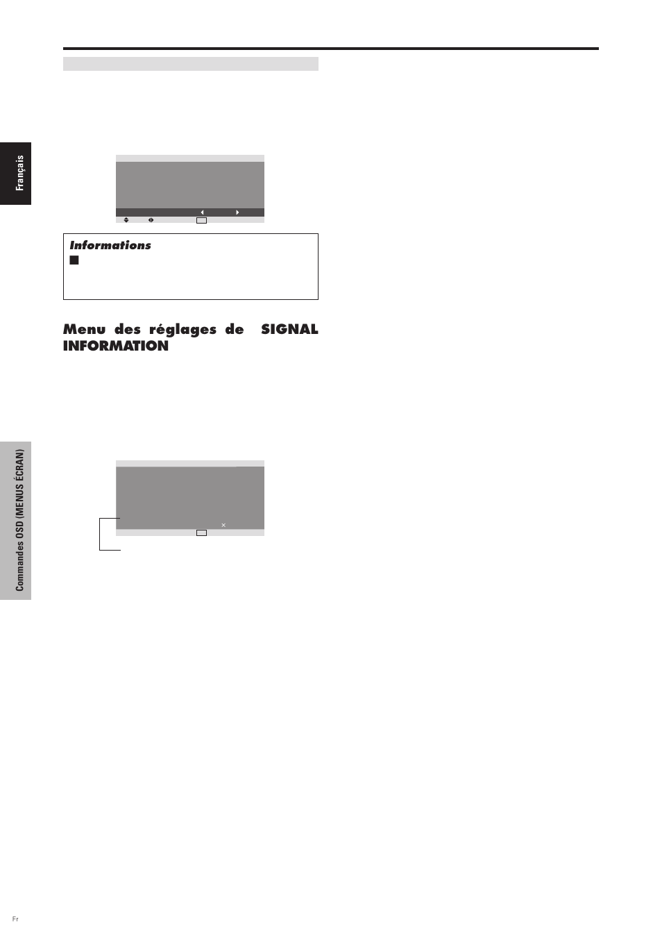 Menu des réglages de signal information, Vérification des fréquences, polarités des signaux, D’entrée, et de la résolution | Pioneer PDP-6100HD User Manual | Page 68 / 110