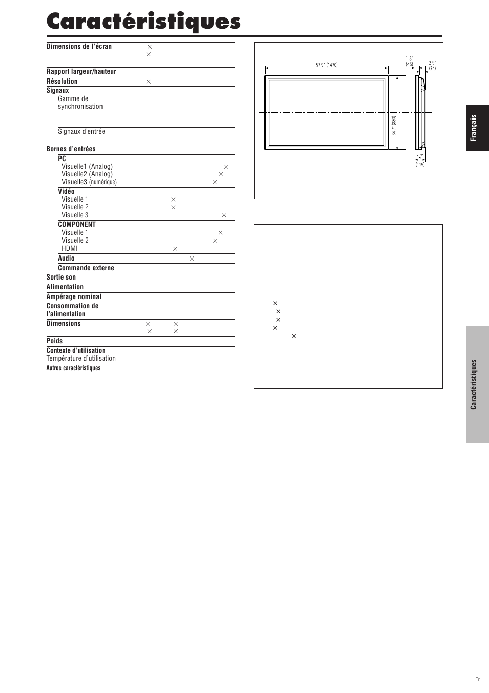 Caractéristiques | Pioneer PDP-6100HD User Manual | Page 73 / 110