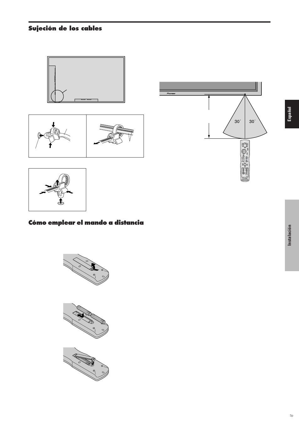 Sujeción de los cables, Cómo emplear el mando a distancia | Pioneer PDP-6100HD User Manual | Page 81 / 110