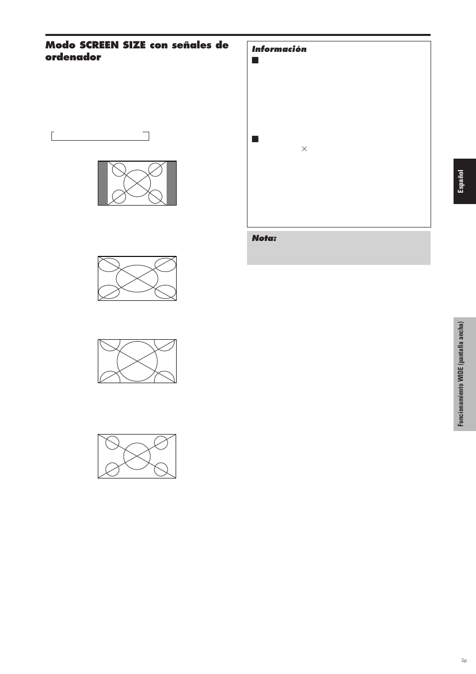 Modo screen size con señales de ordenador | Pioneer PDP-6100HD User Manual | Page 87 / 110