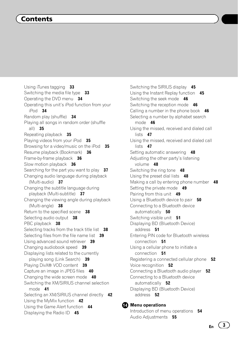 Pioneer AVH-P3200BT User Manual | Page 3 / 96