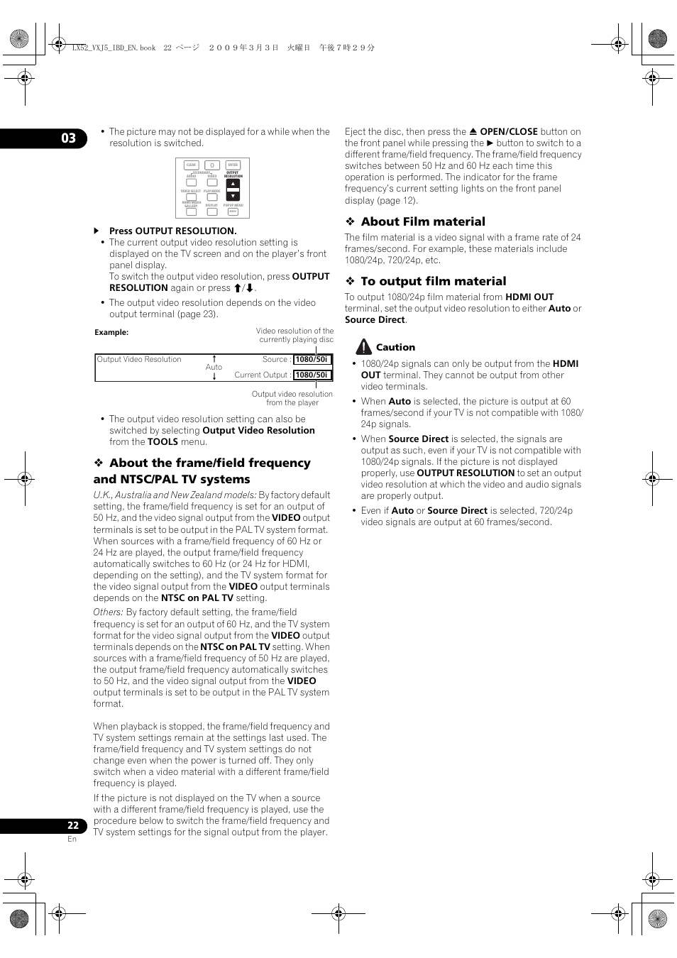 About film material | Pioneer BDP-LX52 User Manual | Page 22 / 64