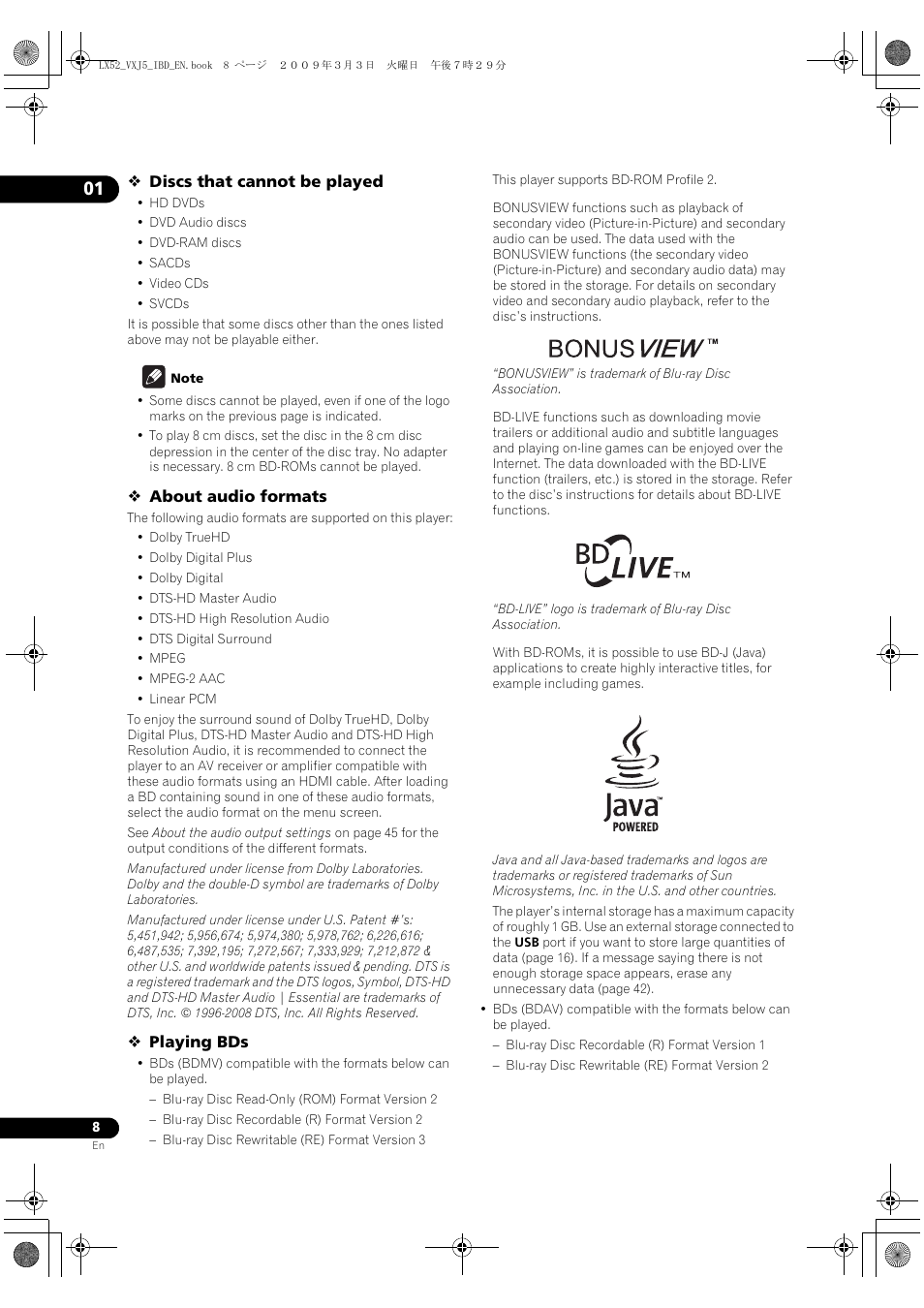 Pioneer BDP-LX52 User Manual | Page 8 / 64