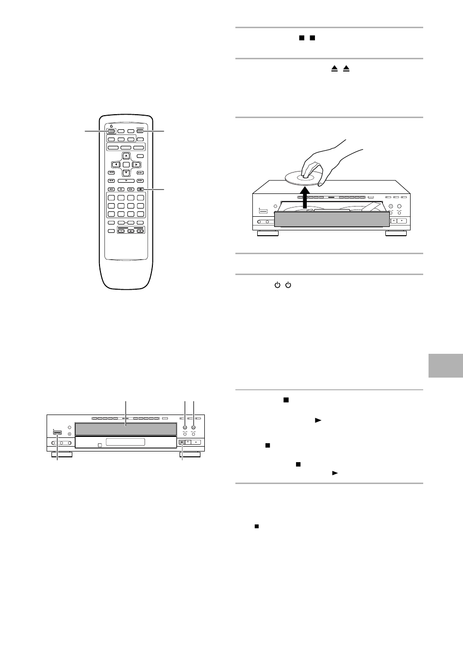 Stopping playback and switching, Power off, Stopping playback and switching power off | Resuming playback from where you stopped, Press stop 7 (7 on the front panel), Press open/close 0 (0 on the front panel), Remove the discs, Press the disc change to remove all discs, Press ( standby/on on the front panel), Dvd/video cd | Pioneer DV-C302D User Manual | Page 27 / 64