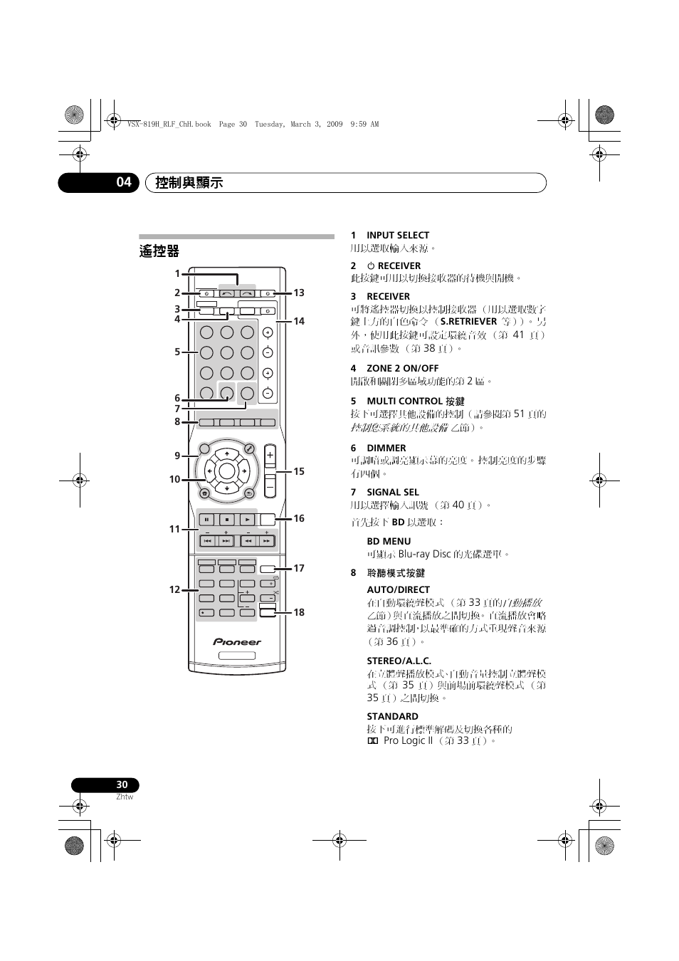 控制與顯示 04, 控制您系統的其他設備, Blu-ray disc | 自動播放, Pro logic ii | Pioneer VSX-819H-S User Manual | Page 100 / 211