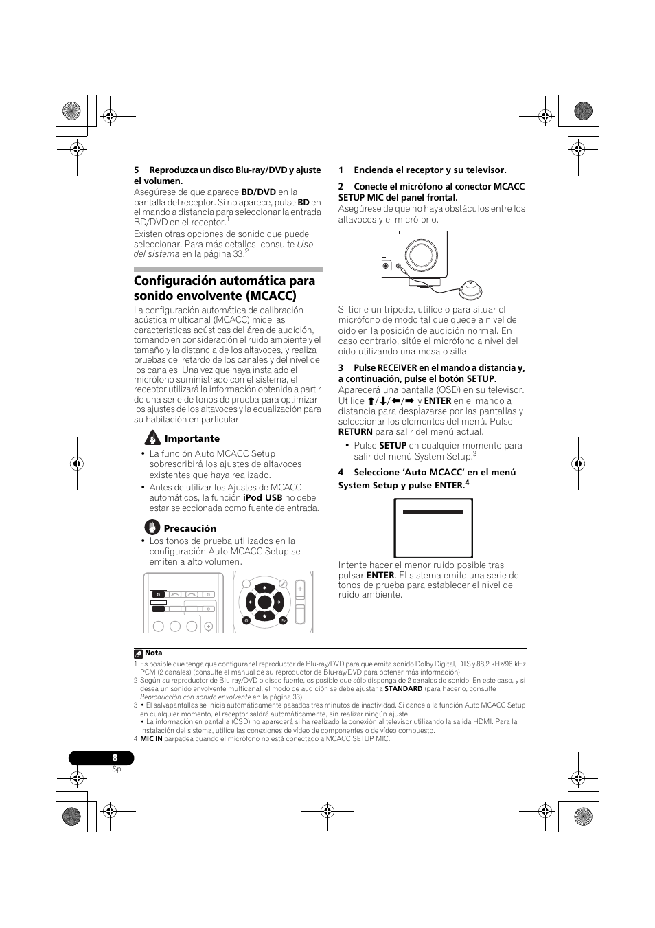 Master volume mcacc setup mic enter r dio | Pioneer VSX-819H-S User Manual | Page 148 / 211