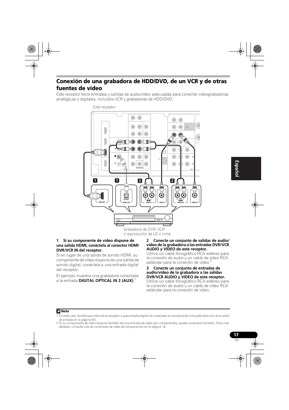 English español, Nota | Pioneer VSX-819H-S User Manual | Page 157 / 211