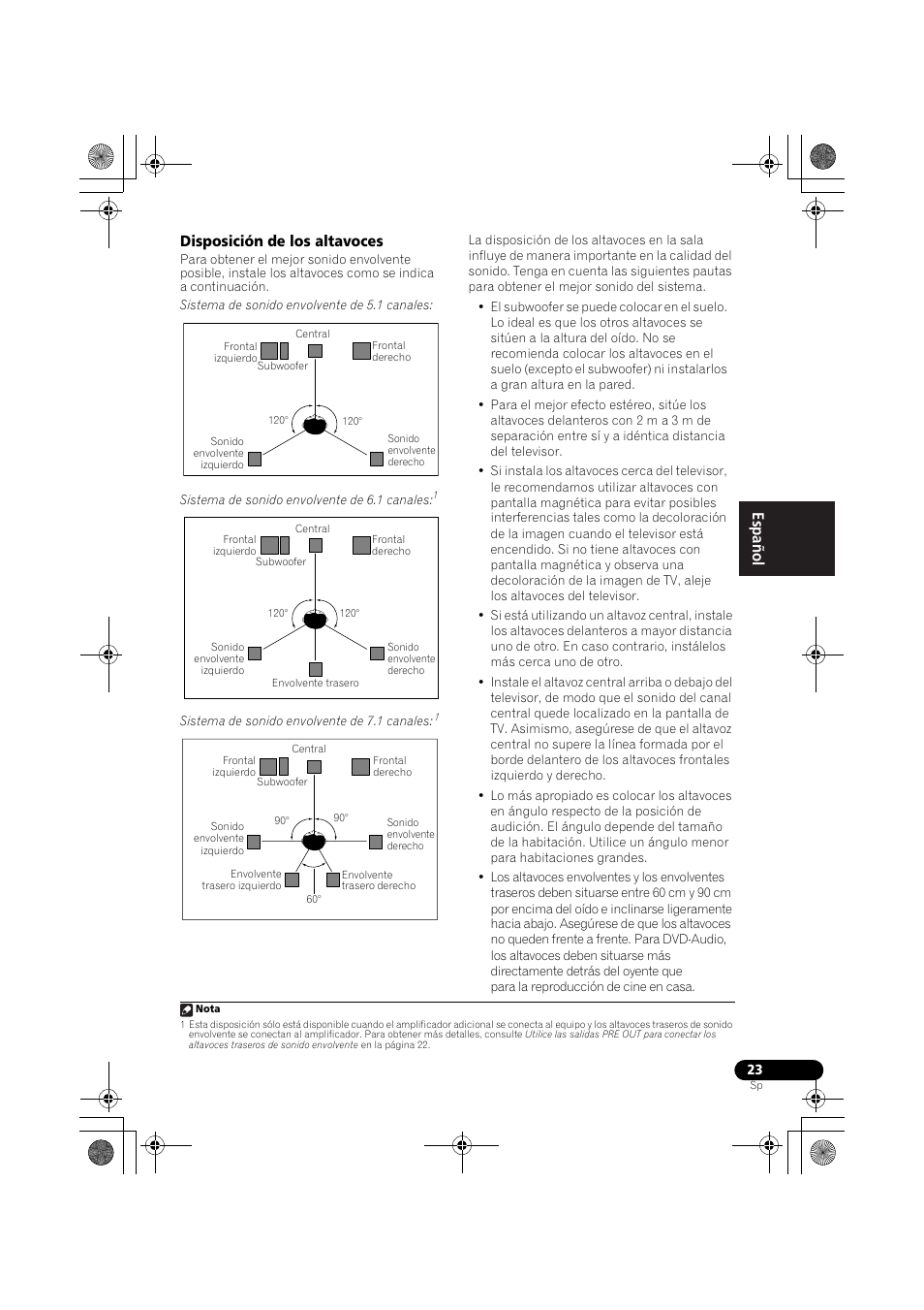 Disposición de los altavoces, English español | Pioneer VSX-819H-S User Manual | Page 163 / 211