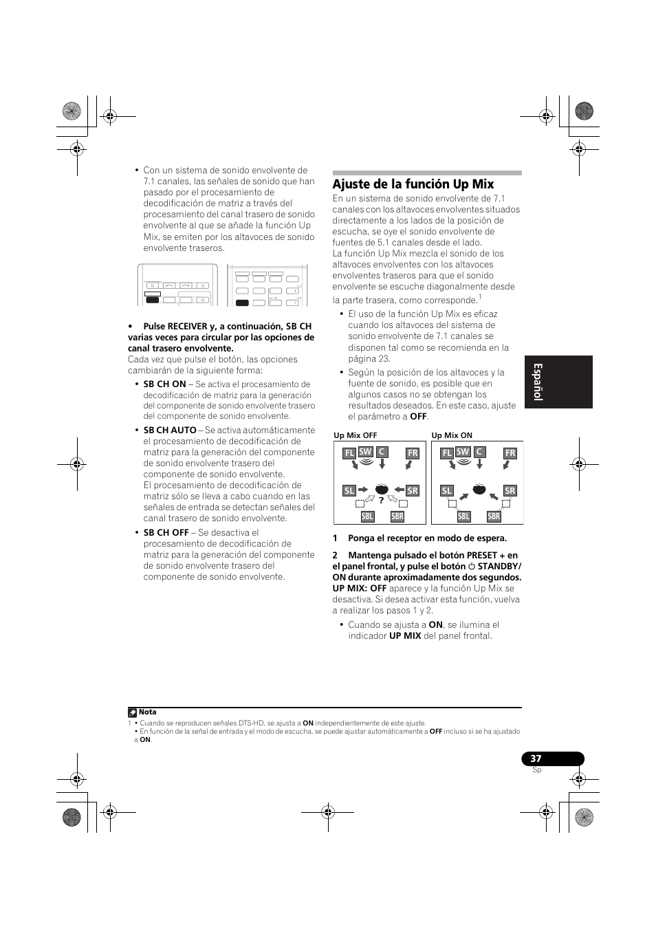 Ajuste de la función up mix, English español | Pioneer VSX-819H-S User Manual | Page 177 / 211