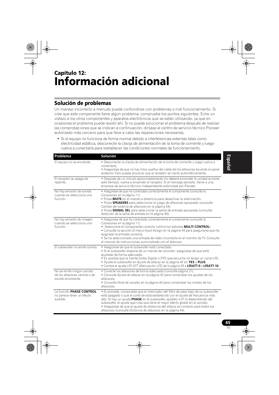 Solución de problemas, Información adicional, Capítulo 12 | Pioneer VSX-819H-S User Manual | Page 205 / 211