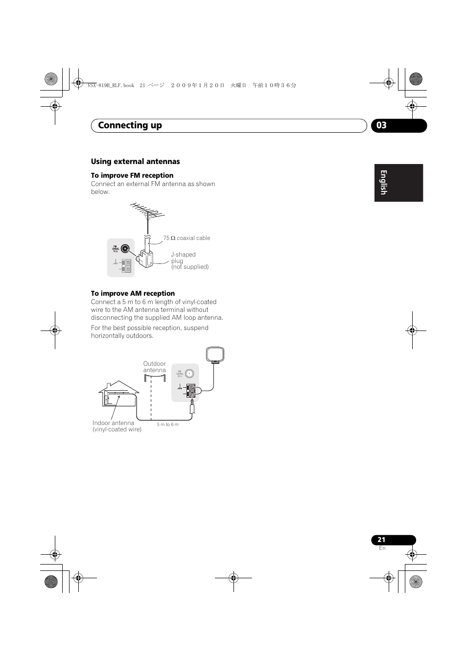 Using external antennas, Connecting up 03 | Pioneer VSX-819H-S User Manual | Page 21 / 211