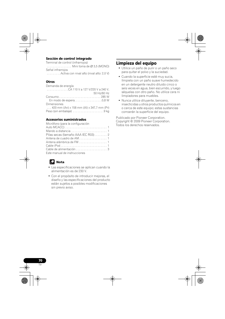 Limpieza del equipo | Pioneer VSX-819H-S User Manual | Page 210 / 211