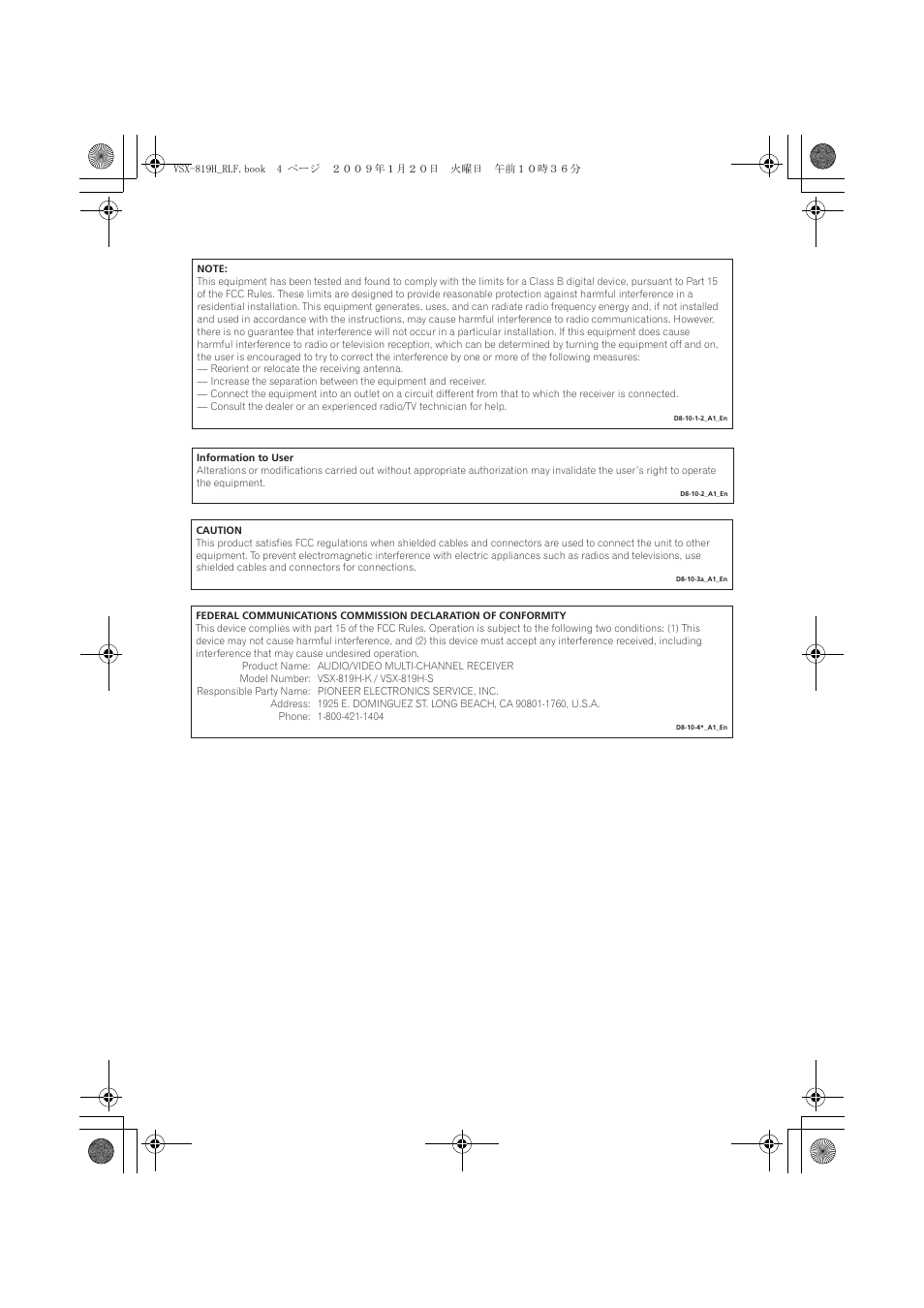 Pioneer VSX-819H-S User Manual | Page 4 / 211