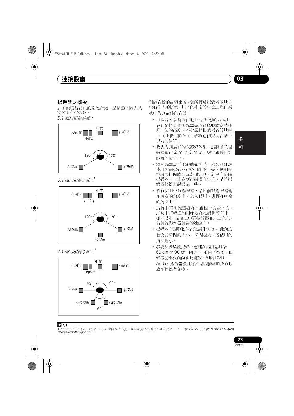 揚聲器之擺設, 連接設備 03 | Pioneer VSX-819H-S User Manual | Page 93 / 211