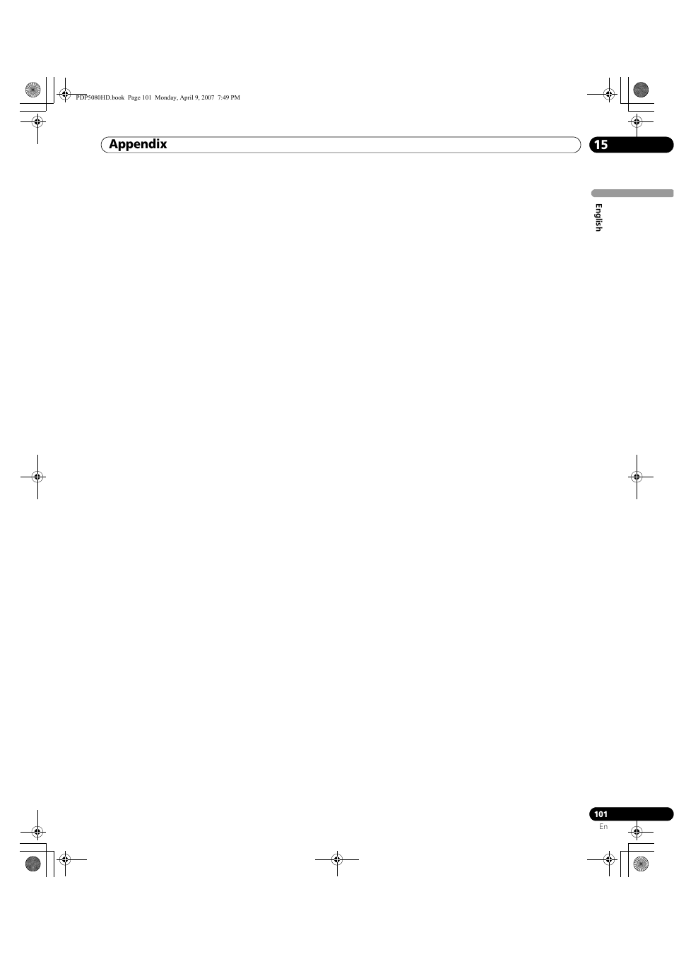 Appendix 15 | Pioneer PDP-5080HD User Manual | Page 101 / 285