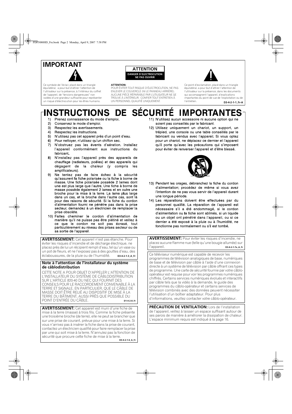 Important | Pioneer PDP-5080HD User Manual | Page 102 / 285