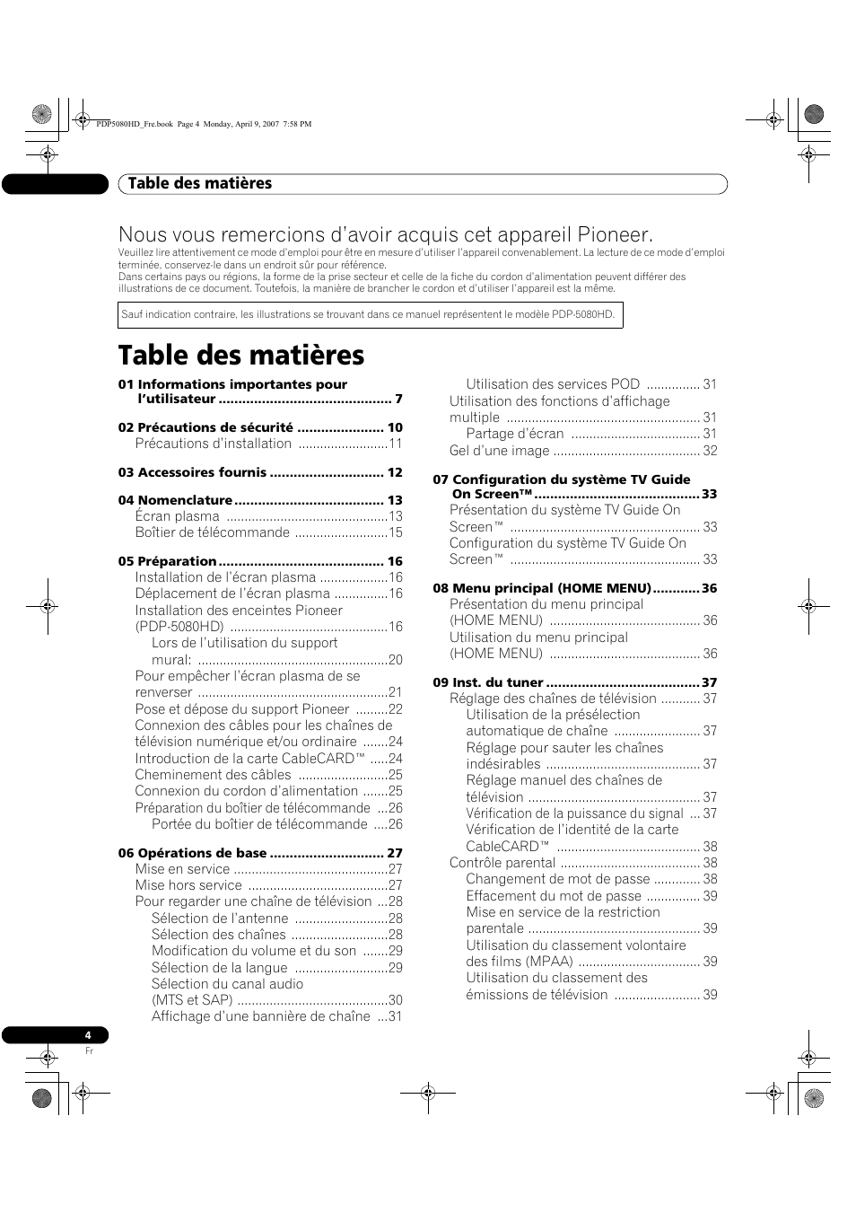 Pioneer PDP-5080HD User Manual | Page 104 / 285