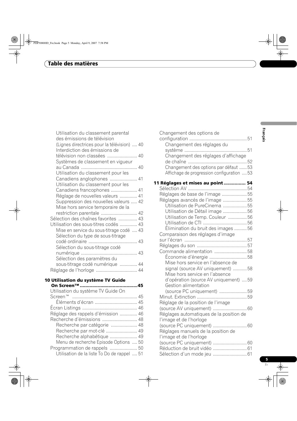 Pioneer PDP-5080HD User Manual | Page 105 / 285