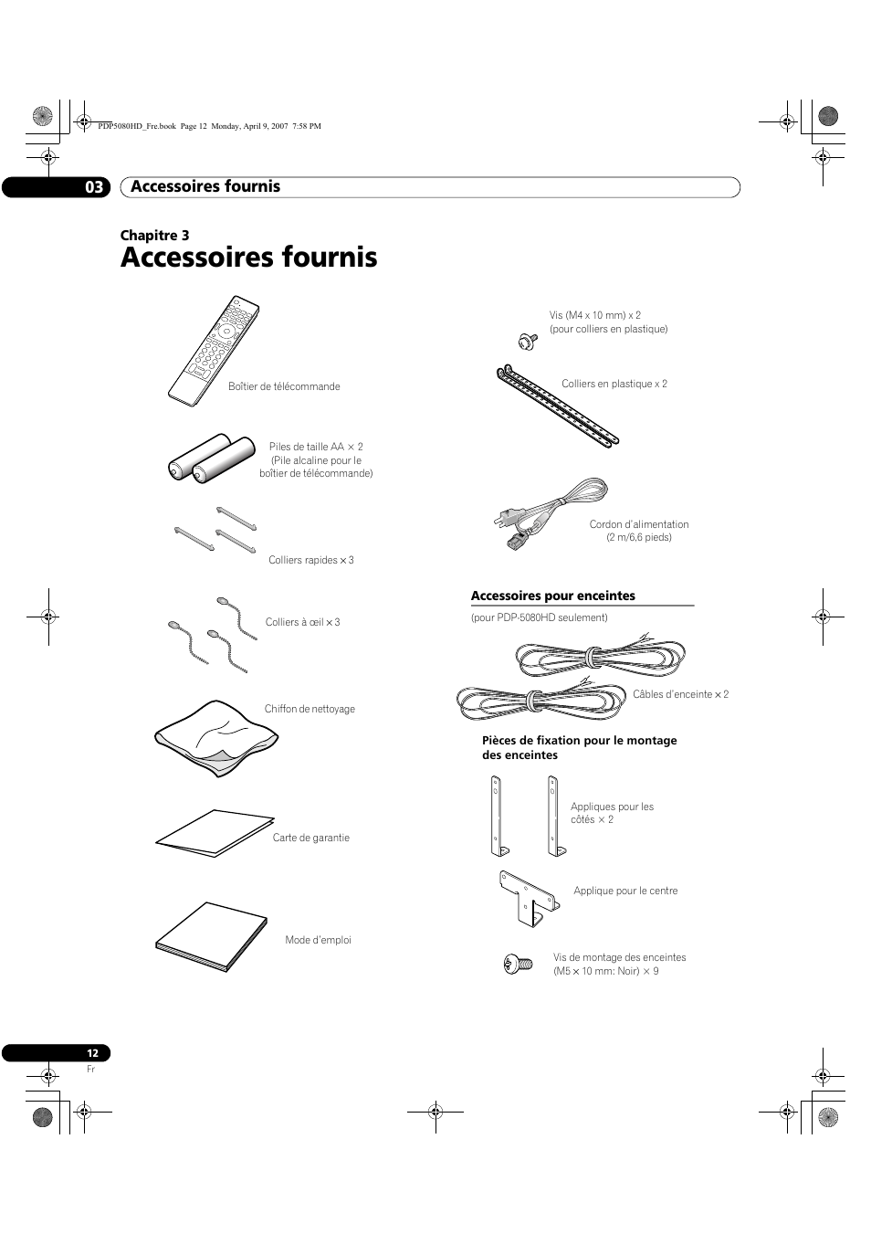 03 accessoires fournis, Accessoires fournis, Accessoires fournis 03 | Pioneer PDP-5080HD User Manual | Page 112 / 285