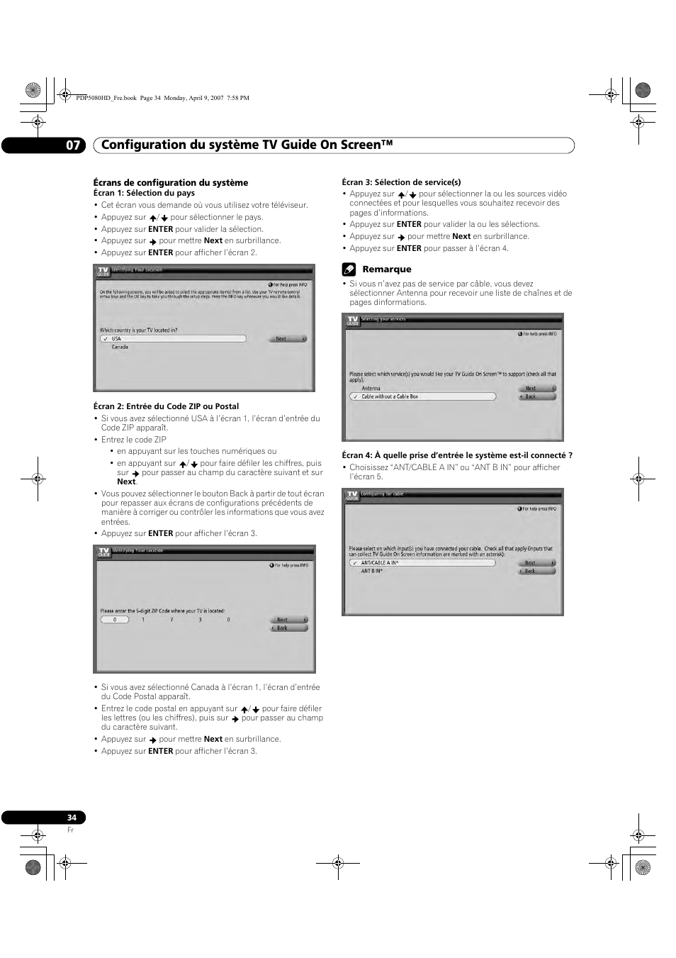 Configuration du système tv guide on screen™ 07 | Pioneer PDP-5080HD User Manual | Page 134 / 285