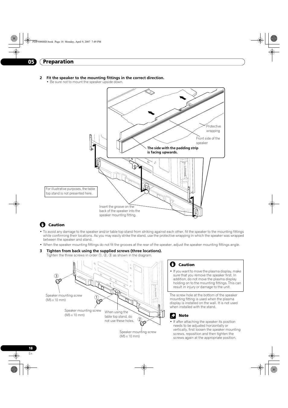 Preparation 05 | Pioneer PDP-5080HD User Manual | Page 18 / 285