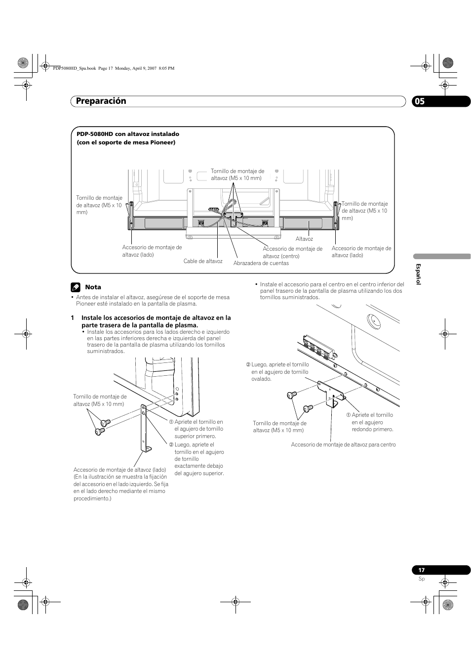 Preparación 05 | Pioneer PDP-5080HD User Manual | Page 209 / 285