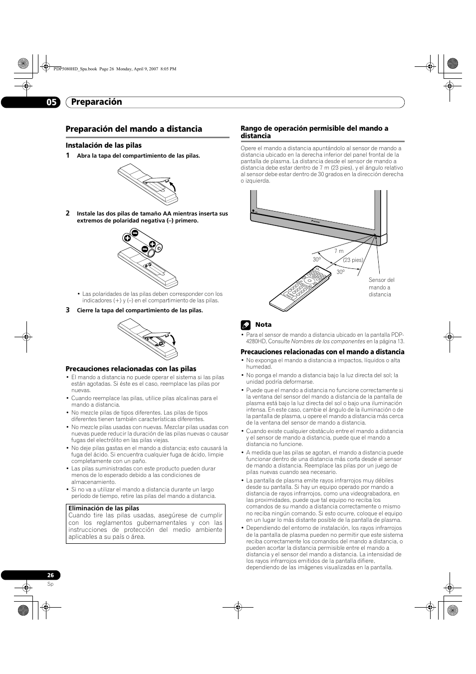 Preparación del mando a distancia, Preparación 05 | Pioneer PDP-5080HD User Manual | Page 218 / 285