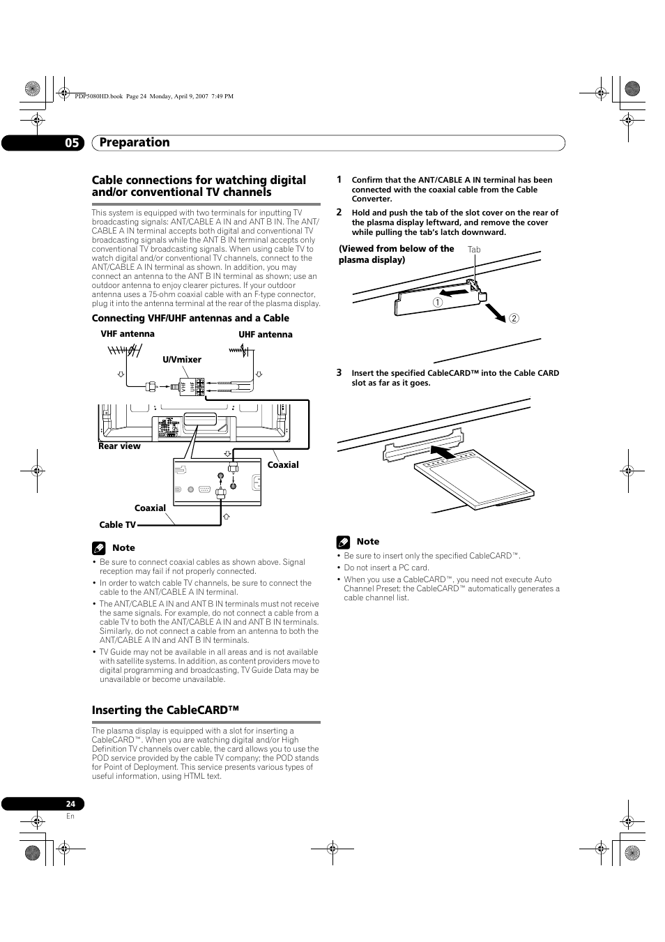 Preparation 05 | Pioneer PDP-5080HD User Manual | Page 24 / 285