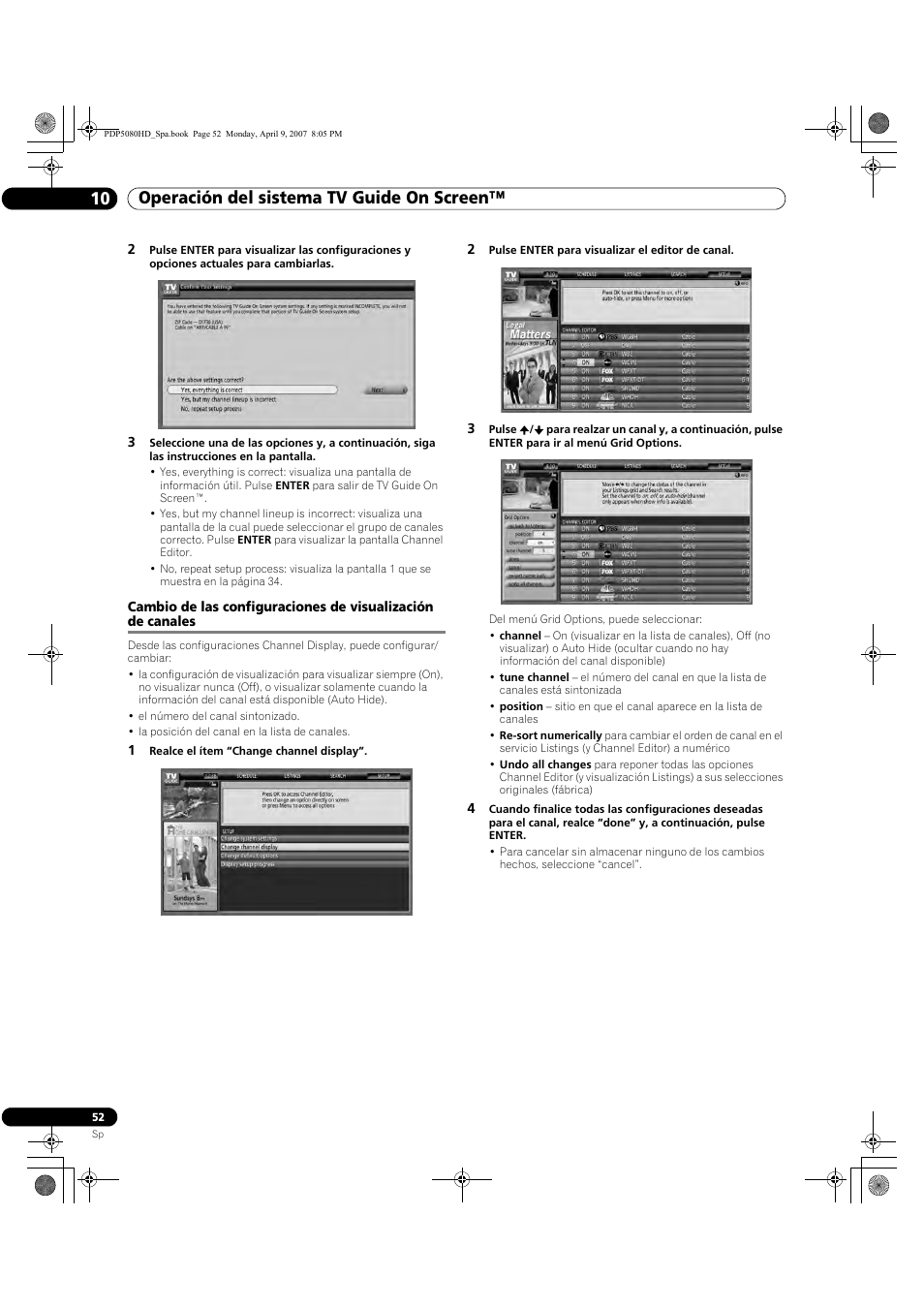 Operación del sistema tv guide on screen™ 10 | Pioneer PDP-5080HD User Manual | Page 244 / 285