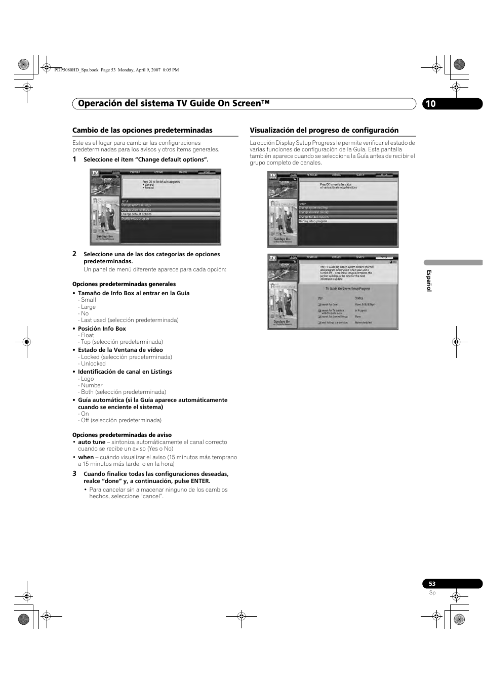 Operación del sistema tv guide on screen™ 10 | Pioneer PDP-5080HD User Manual | Page 245 / 285