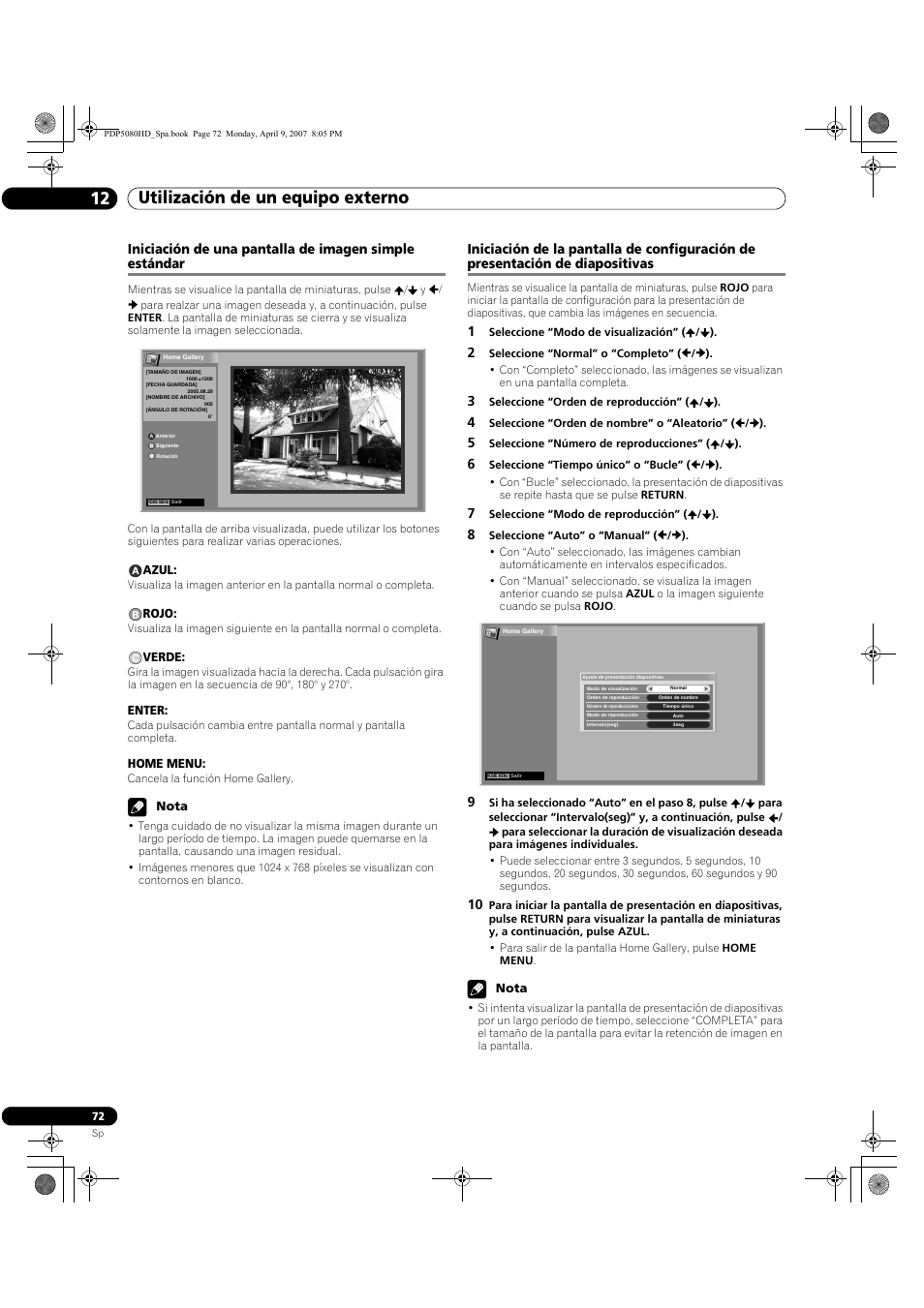 Utilización de un equipo externo 12 | Pioneer PDP-5080HD User Manual | Page 264 / 285
