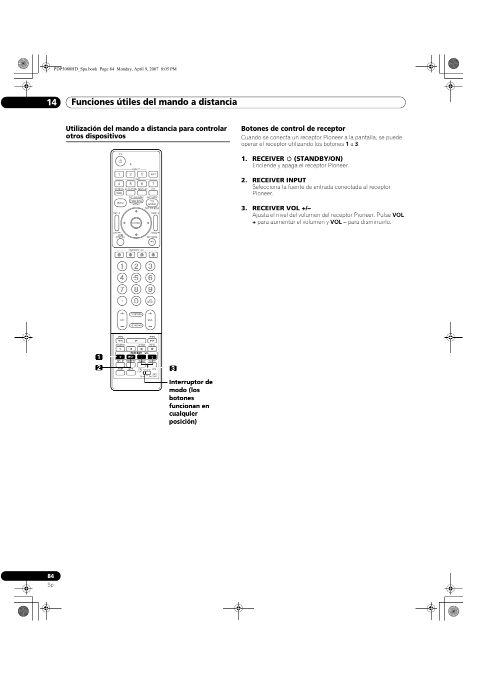 Funciones útiles del mando a distancia 14 | Pioneer PDP-5080HD User Manual | Page 276 / 285