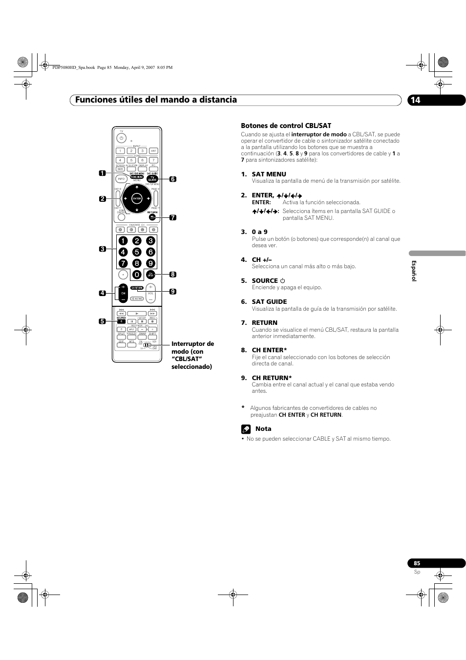 Funciones útiles del mando a distancia 14 | Pioneer PDP-5080HD User Manual | Page 277 / 285