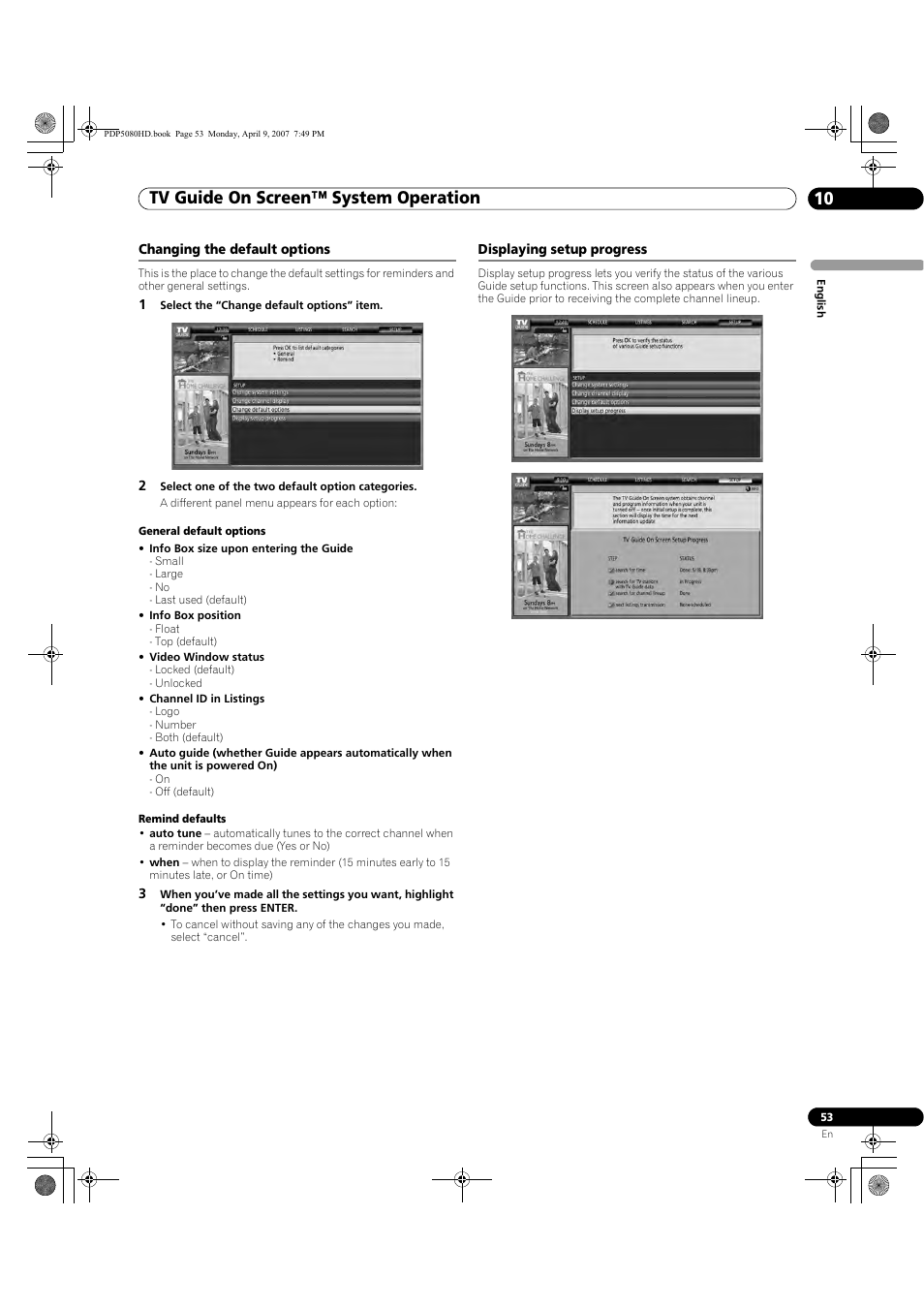 Tv guide on screen™ system operation 10 | Pioneer PDP-5080HD User Manual | Page 53 / 285