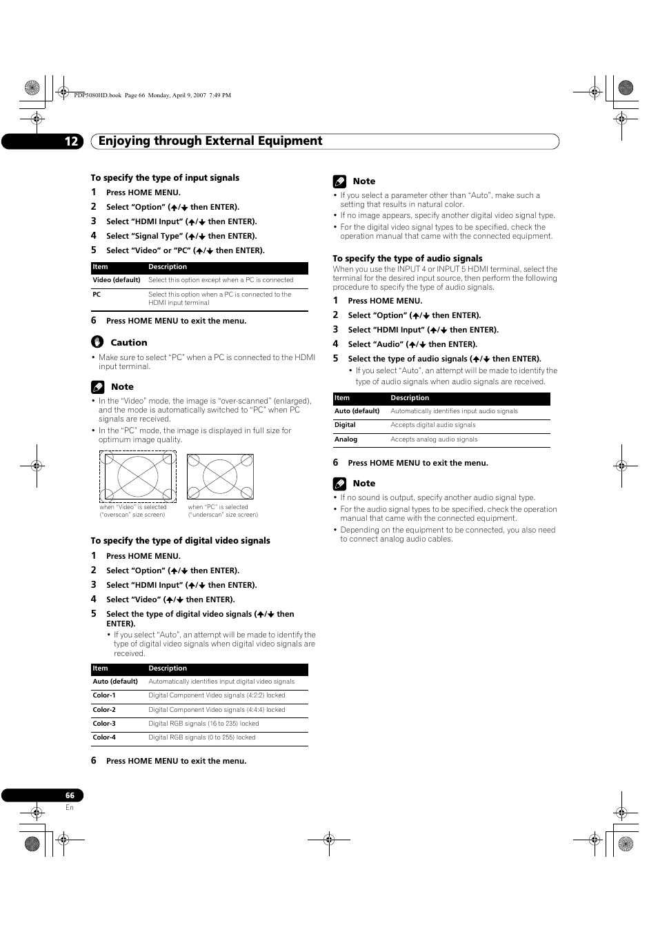 Enjoying through external equipment 12 | Pioneer PDP-5080HD User Manual | Page 66 / 285