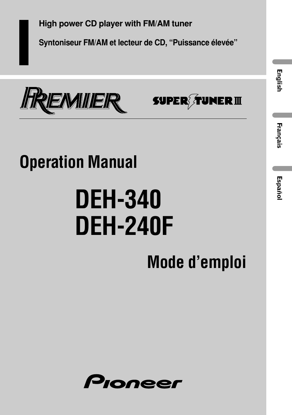 Pioneer DEH-340 User Manual | 56 pages