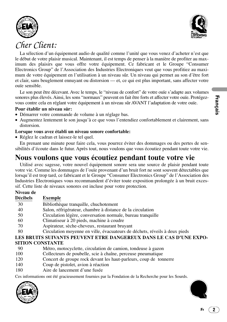 Avant de commencer, Cher client 2, Cher client | Pioneer DEH-340 User Manual | Page 21 / 56