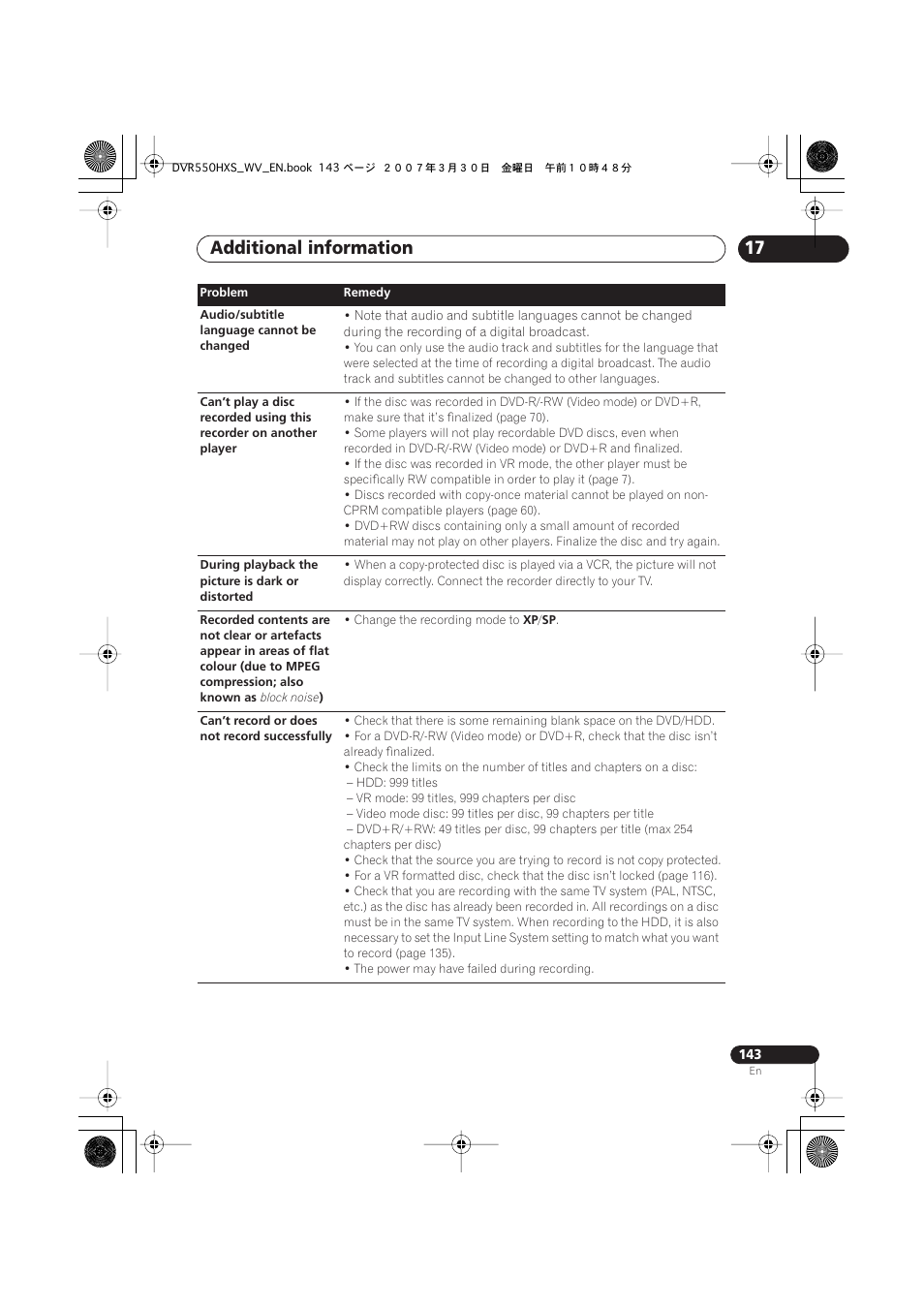 Additional information | Pioneer DVR-550HX-S User Manual | Page 143 / 155