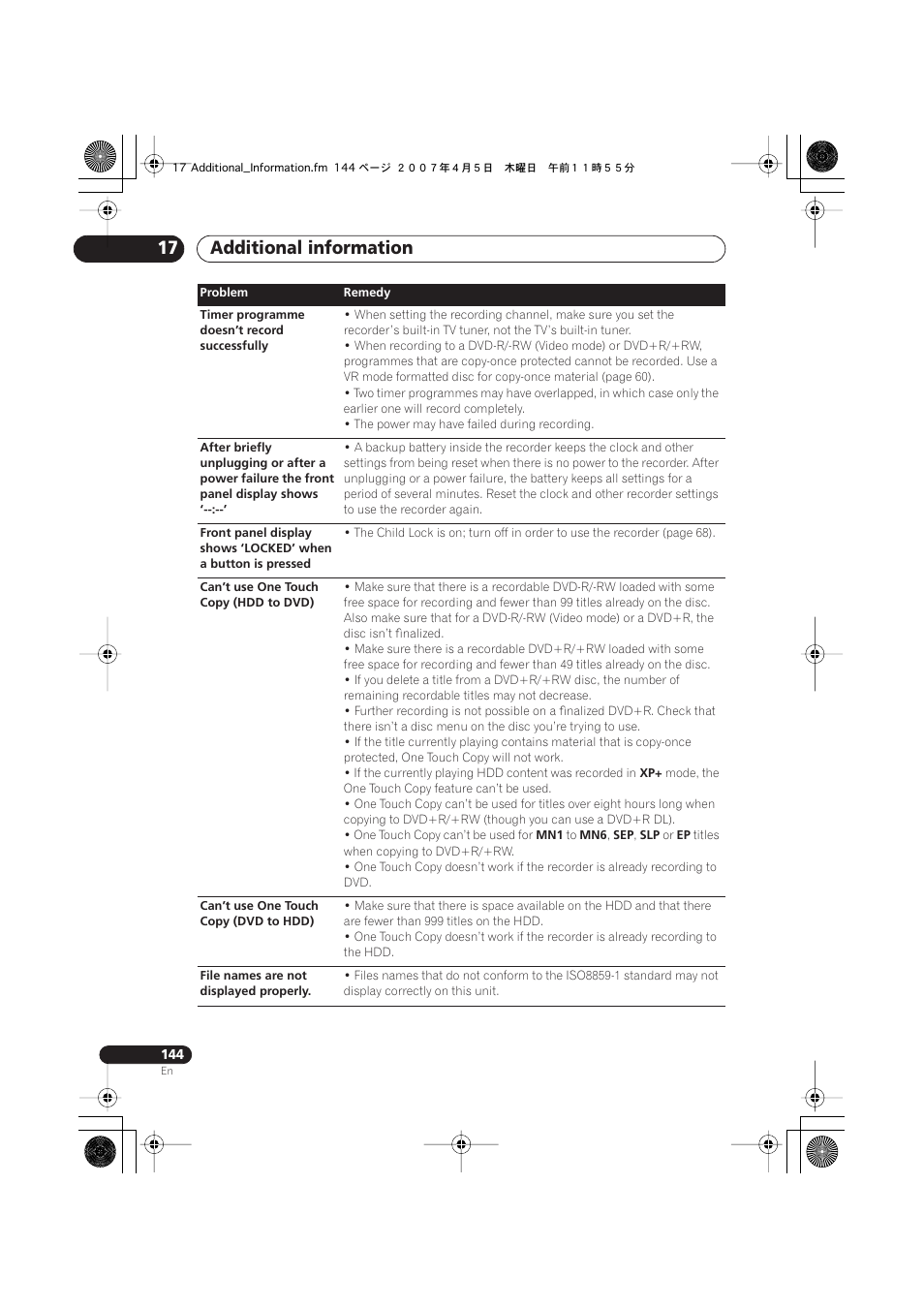 Additional information 17 | Pioneer DVR-550HX-S User Manual | Page 144 / 155