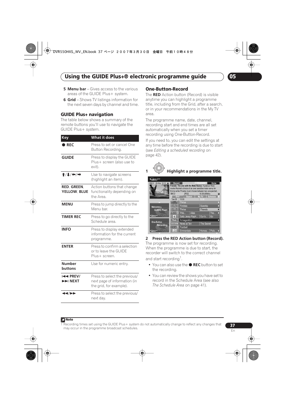 Using the guide plus+® electronic programme guide | Pioneer DVR-550HX-S User Manual | Page 37 / 155