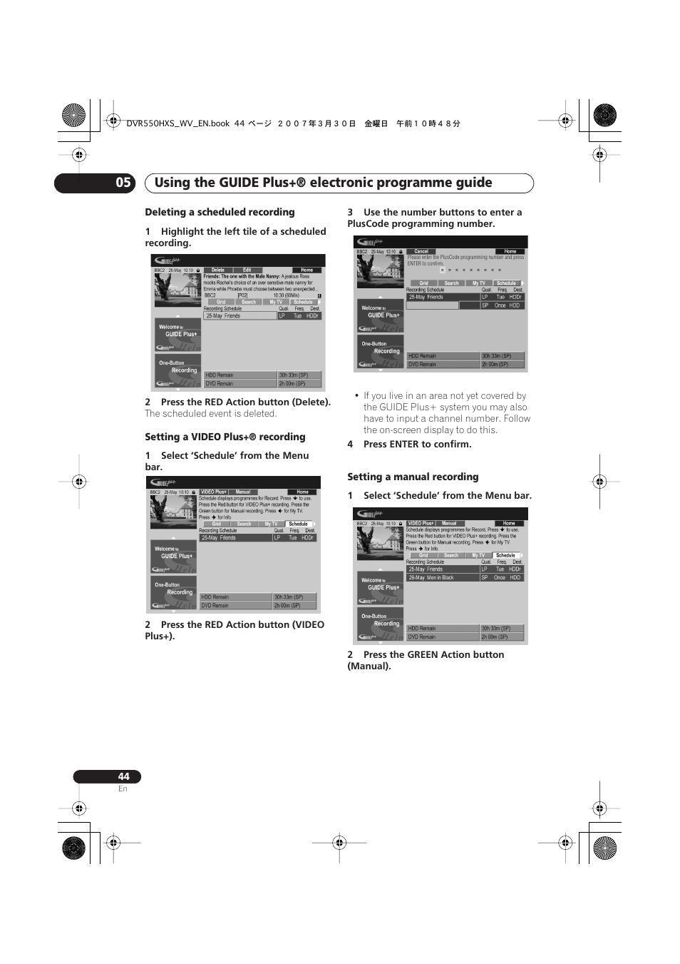 Pioneer DVR-550HX-S User Manual | Page 44 / 155