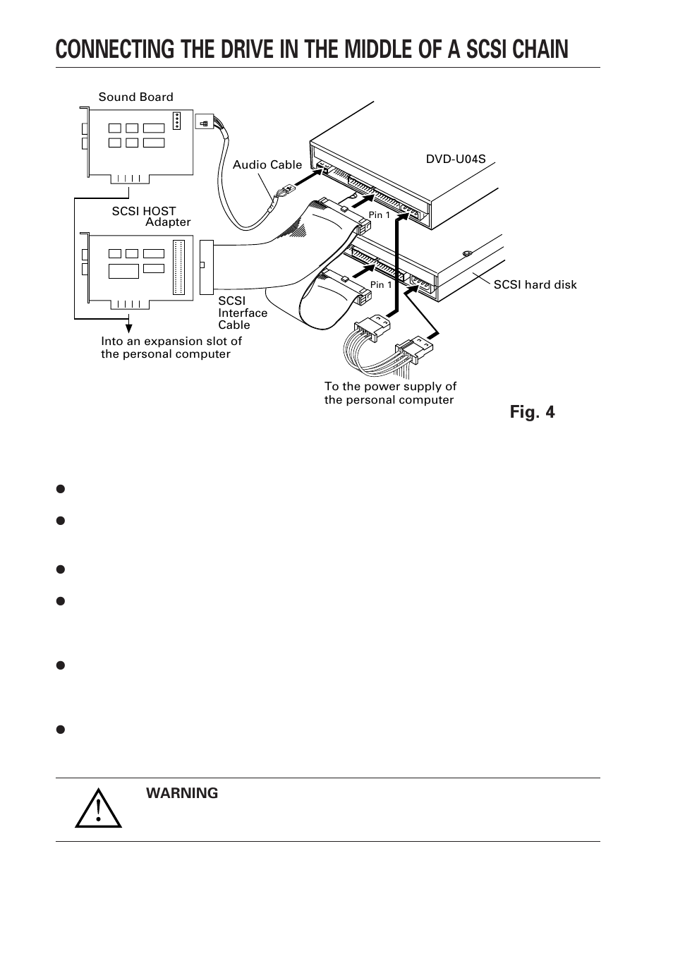Connecting the drive in the middle of a scsi chain, Fig. 4 | Pioneer DVD-U04S User Manual | Page 10 / 17