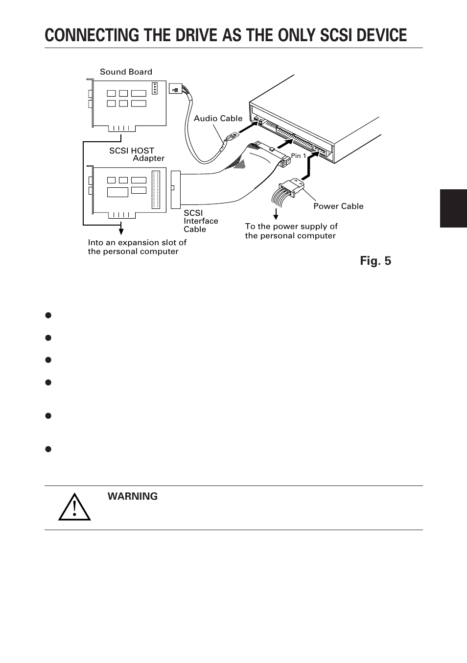 Connecting the drive as the only scsi device, Fig. 5 | Pioneer DVD-U04S User Manual | Page 11 / 17