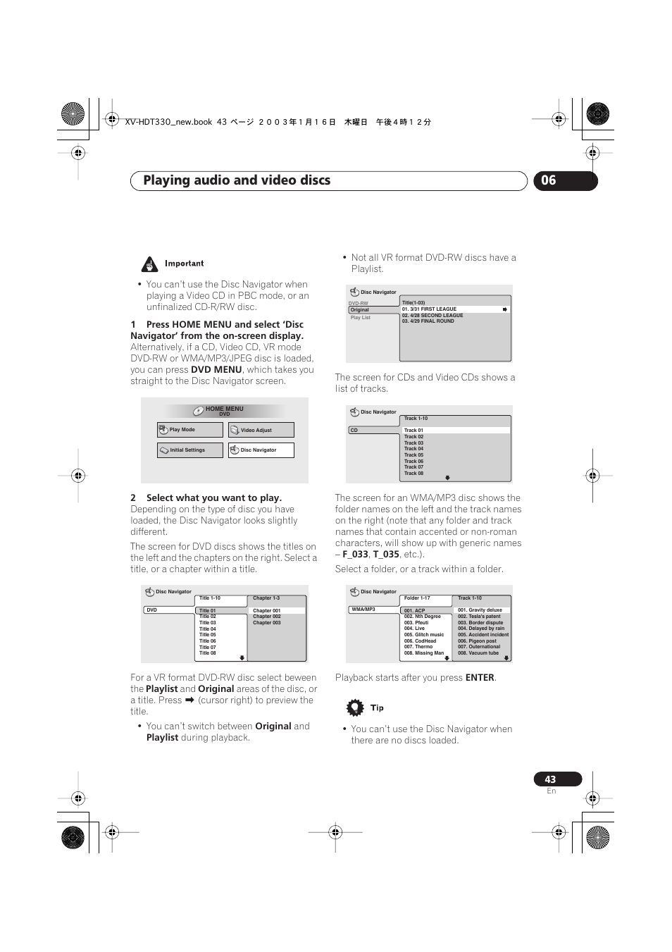 Playing audio and video discs 06 | Pioneer S-HTD330 User Manual | Page 43 / 92