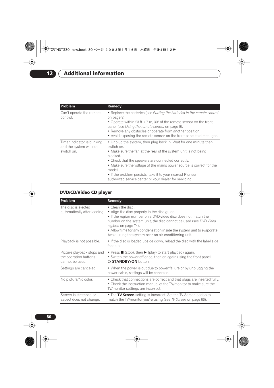Dvd/cd/video cd player, Additional information 12 | Pioneer S-HTD330 User Manual | Page 80 / 92