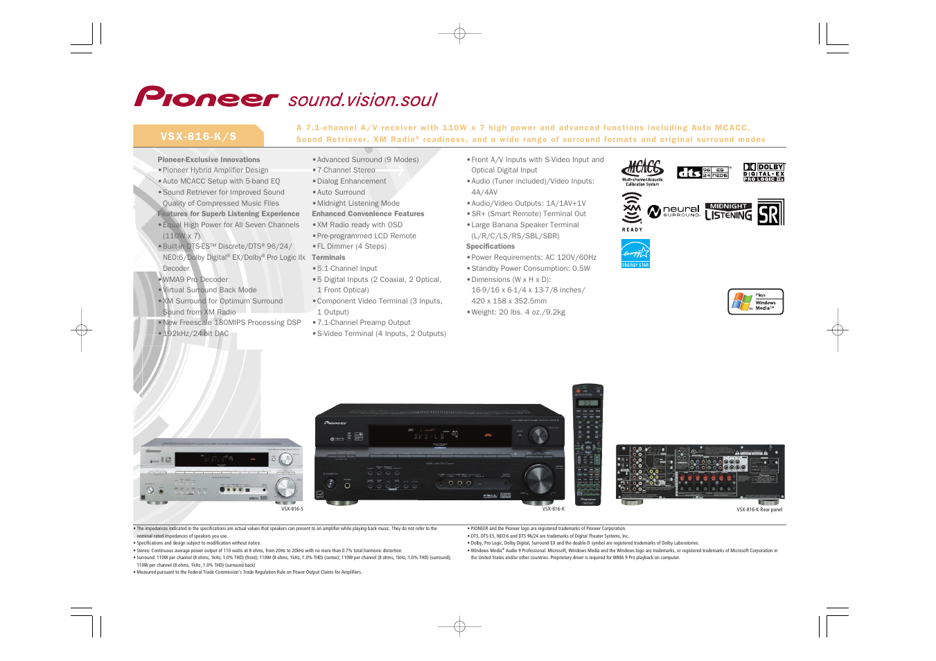 Pioneer VSX-816-S User Manual | 1 page