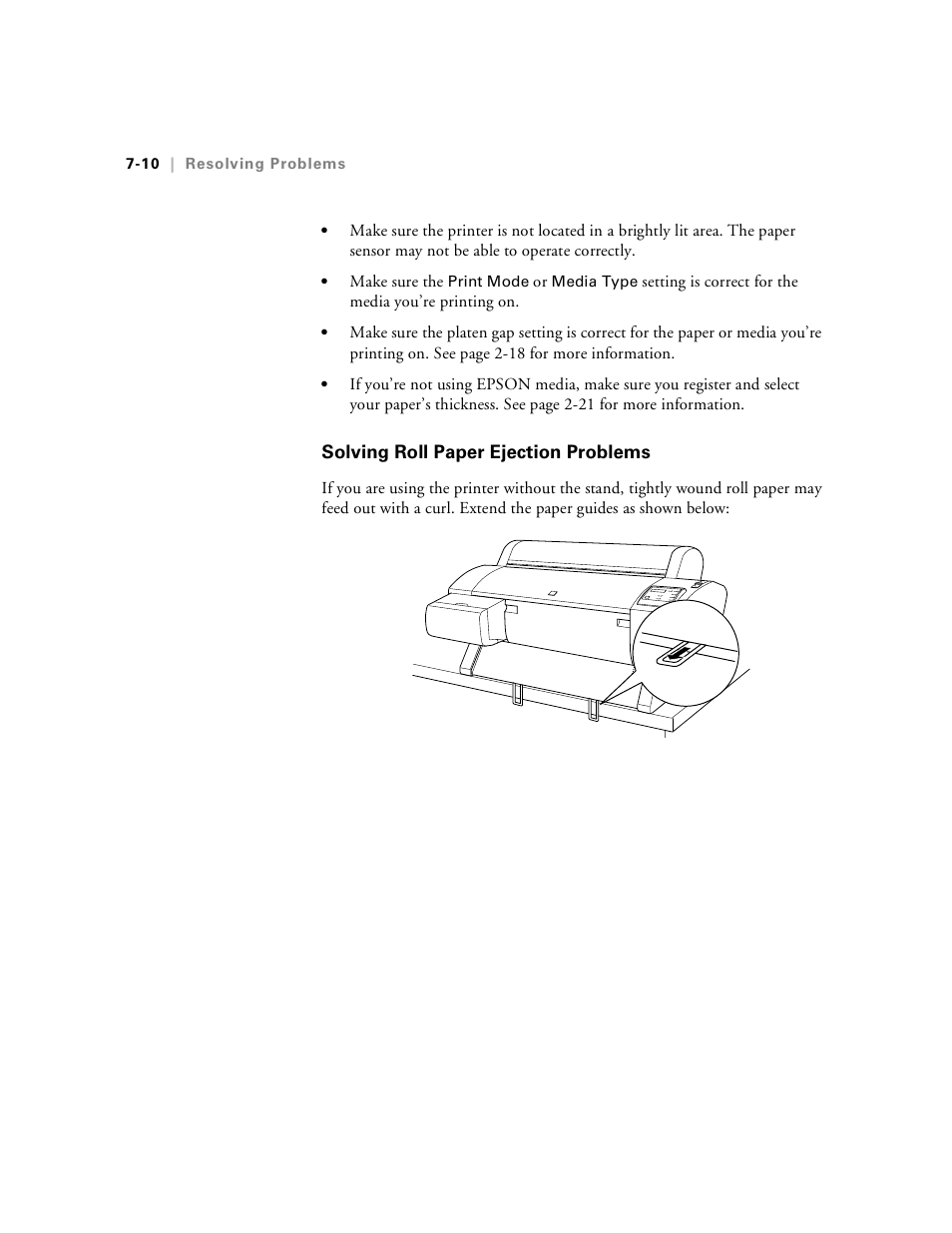Solving roll paper ejection problems, Solving roll paper ejection problems -10 | Epson Stylus Pro 7000 User Manual | Page 120 / 147