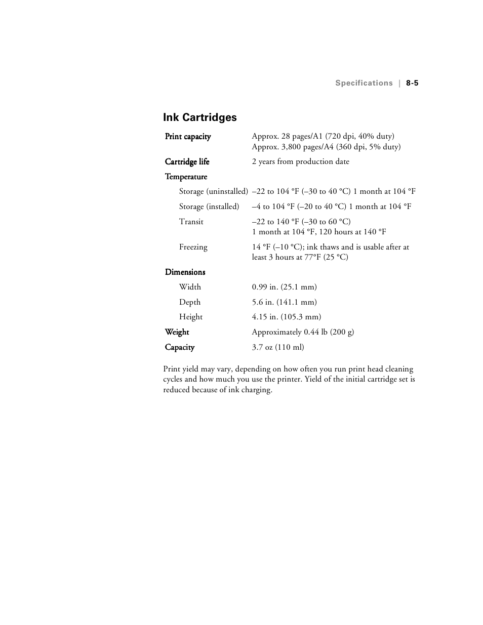 Ink cartridges, Ink cartridges -5 | Epson Stylus Pro 7000 User Manual | Page 131 / 147