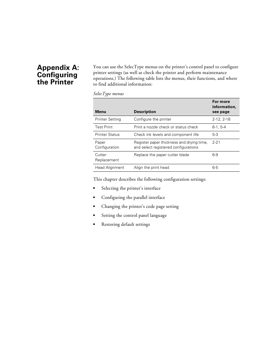 Appendix a-configuring the printer, A configuring the printer, Appendix a: configuring the printer | Epson Stylus Pro 7000 User Manual | Page 135 / 147