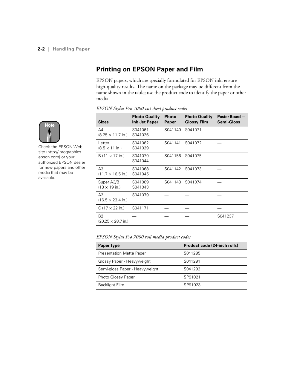 Printing on epson paper and film, Printing on epson paper and film -2 | Epson Stylus Pro 7000 User Manual | Page 36 / 147